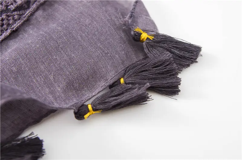 Black Embroidered Silk Scarf with Tassels — feature 42