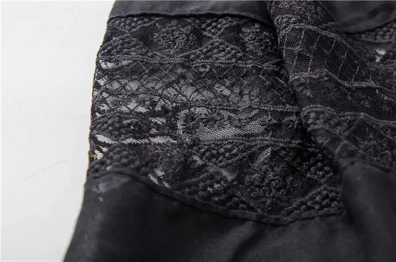Black Embroidered Silk Scarf with Tassels — feature 45