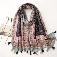 Black Embroidered Silk Scarf with Tassels — feature 6