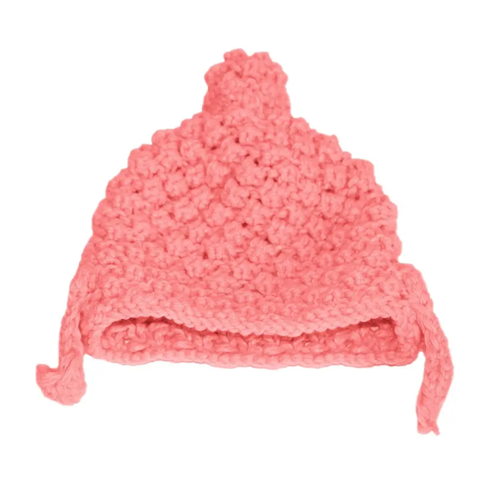 Pink Knitted Wool Nun Hat with Tails