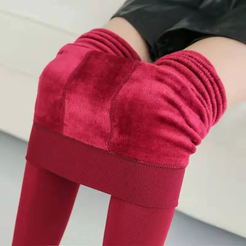 Velvet Knee Pads for Women Green Anti-Pilling Warm Leggings - Image 10