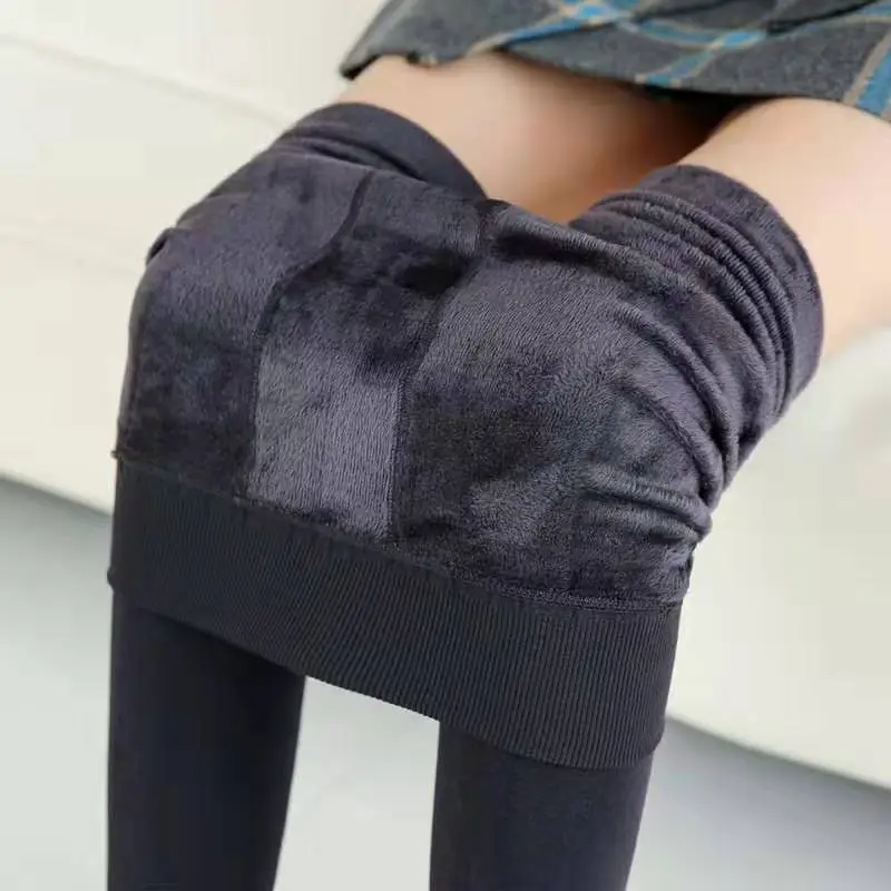 Velvet Knee Pads for Women Green Anti-Pilling Warm Leggings - Image 2