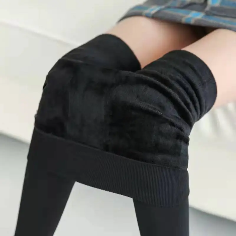 Velvet Knee Pads for Women Green Anti-Pilling Warm Leggings - Image 3