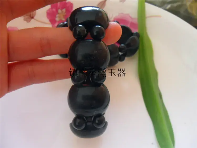Natural Black Jade Handset Bracelet for Men - Image 2