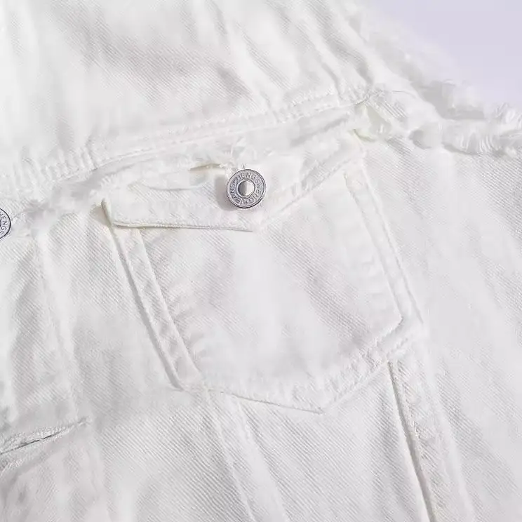 Men's White Sleeveless Denim Vest Large Drop Shipping - Image 5