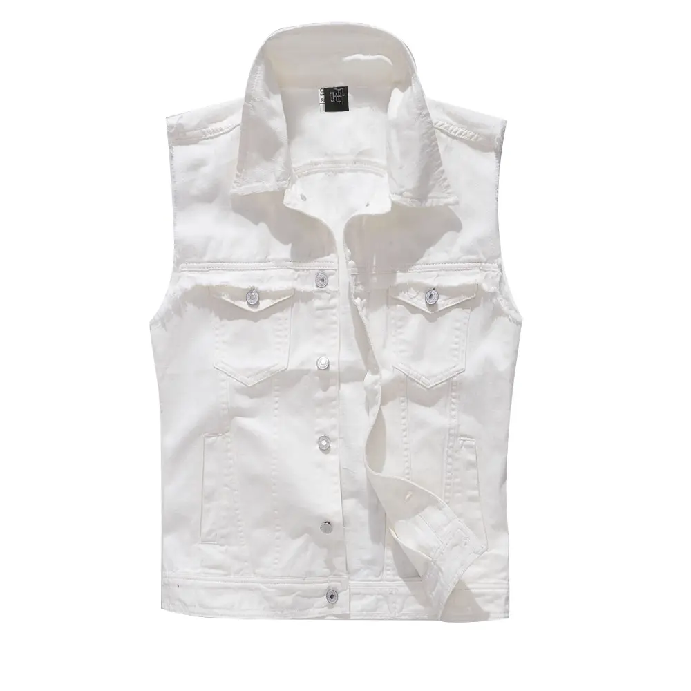 Men's White Sleeveless Denim Vest Large Drop Shipping - Image 6