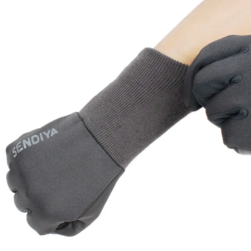 Men Winter Warm Touchscreen Gloves Brown Velvet Padded - Image 3