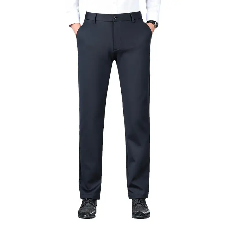 Men's Black High Elastic Straight Pants Winter Casual - Image 11