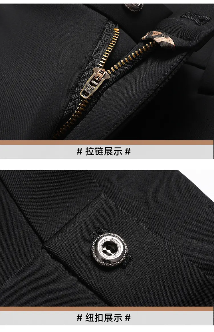 Men's Black High Elastic Straight Pants Winter Casual — feature 18