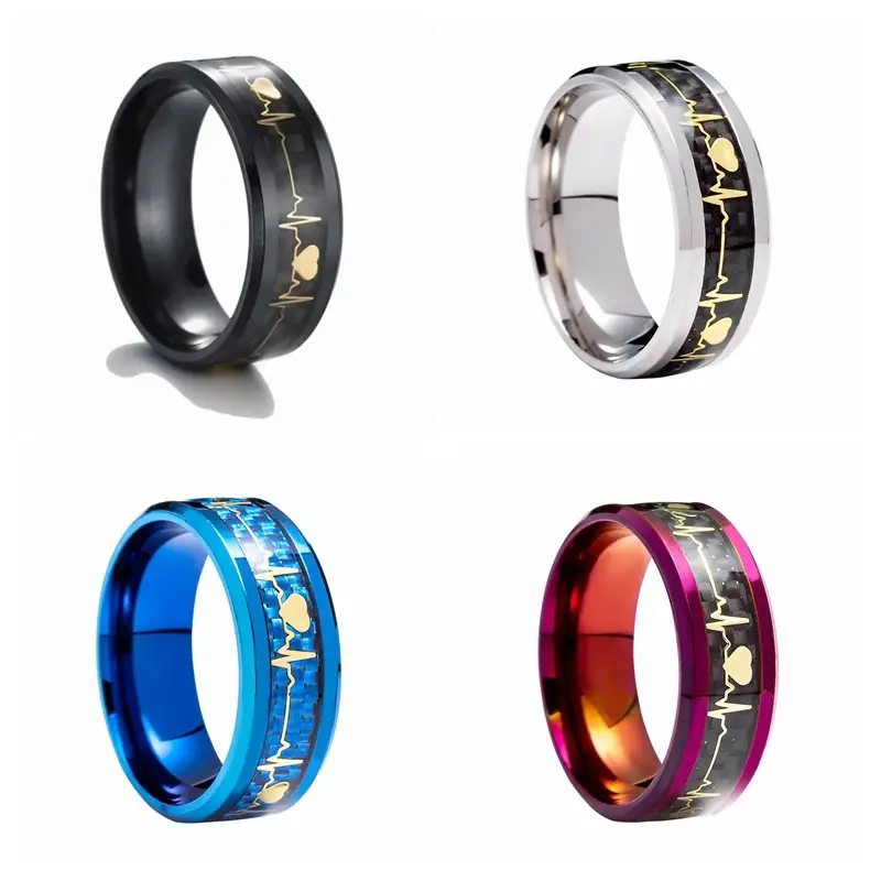 Titanium Steel Heartbeat 8mm Ring Purple — feature 12