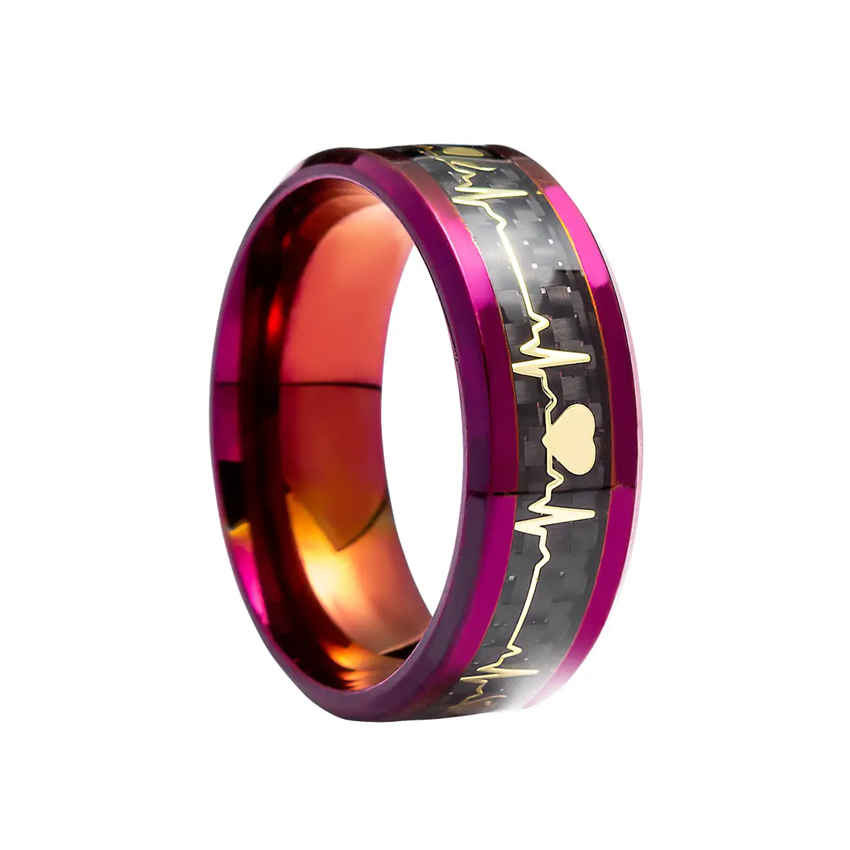 Titanium Steel Heartbeat 8mm Ring Purple — feature 13