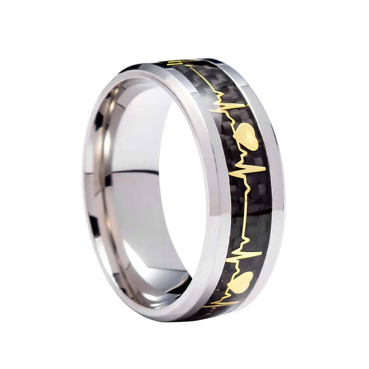 Titanium Steel Heartbeat 8mm Ring Purple — feature 15
