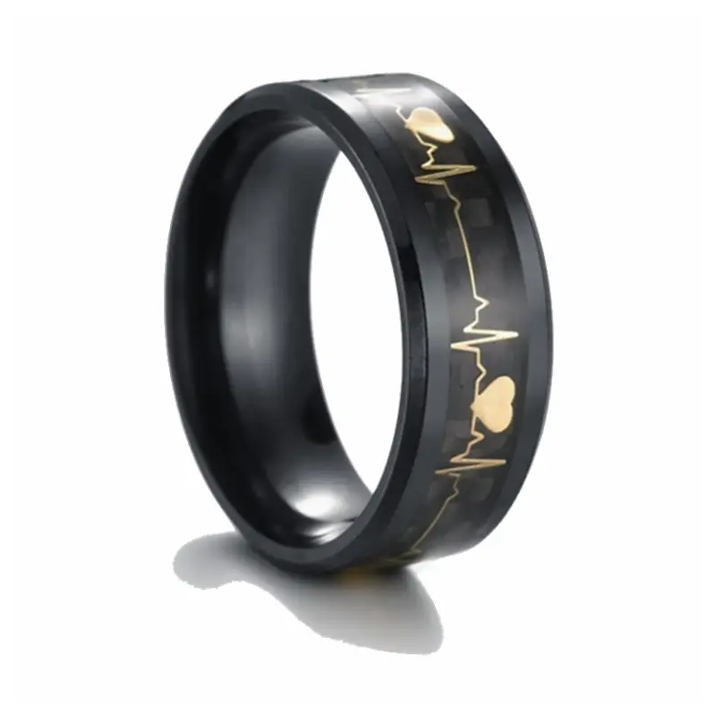 Titanium Steel Heartbeat 8mm Ring Purple — feature 16