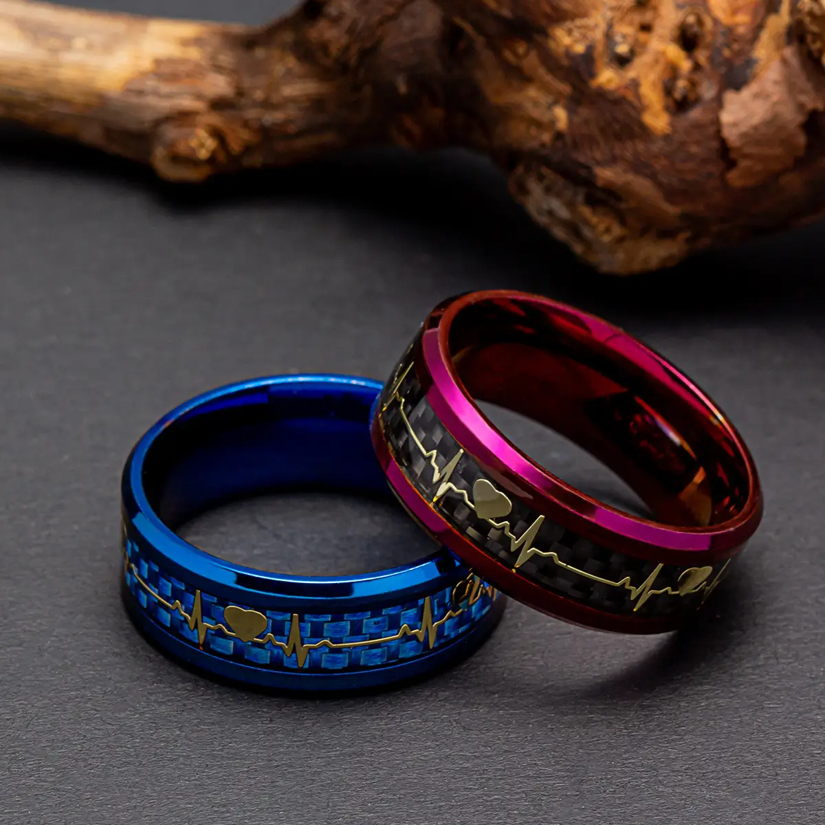 Titanium Steel Heartbeat 8mm Ring Purple — feature 4