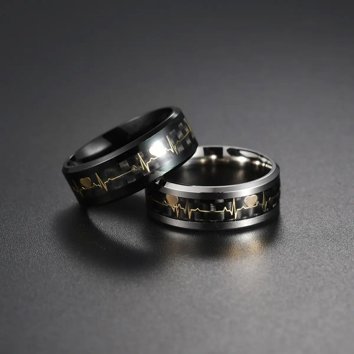 Titanium Steel Heartbeat 8mm Ring Purple — feature 5