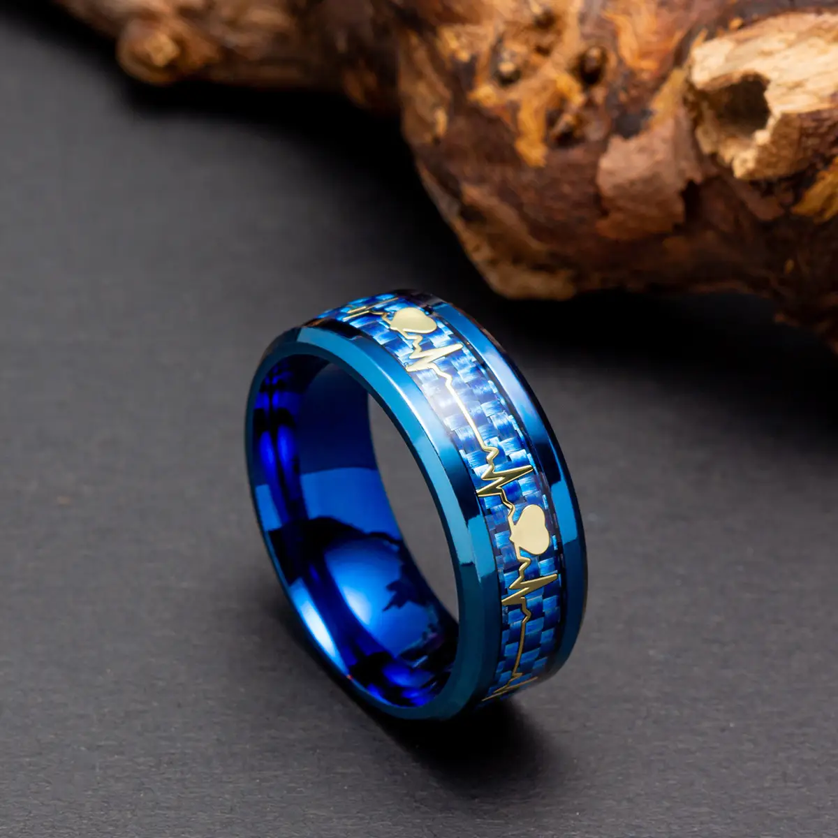 Titanium Steel Heartbeat 8mm Ring Purple — feature 7