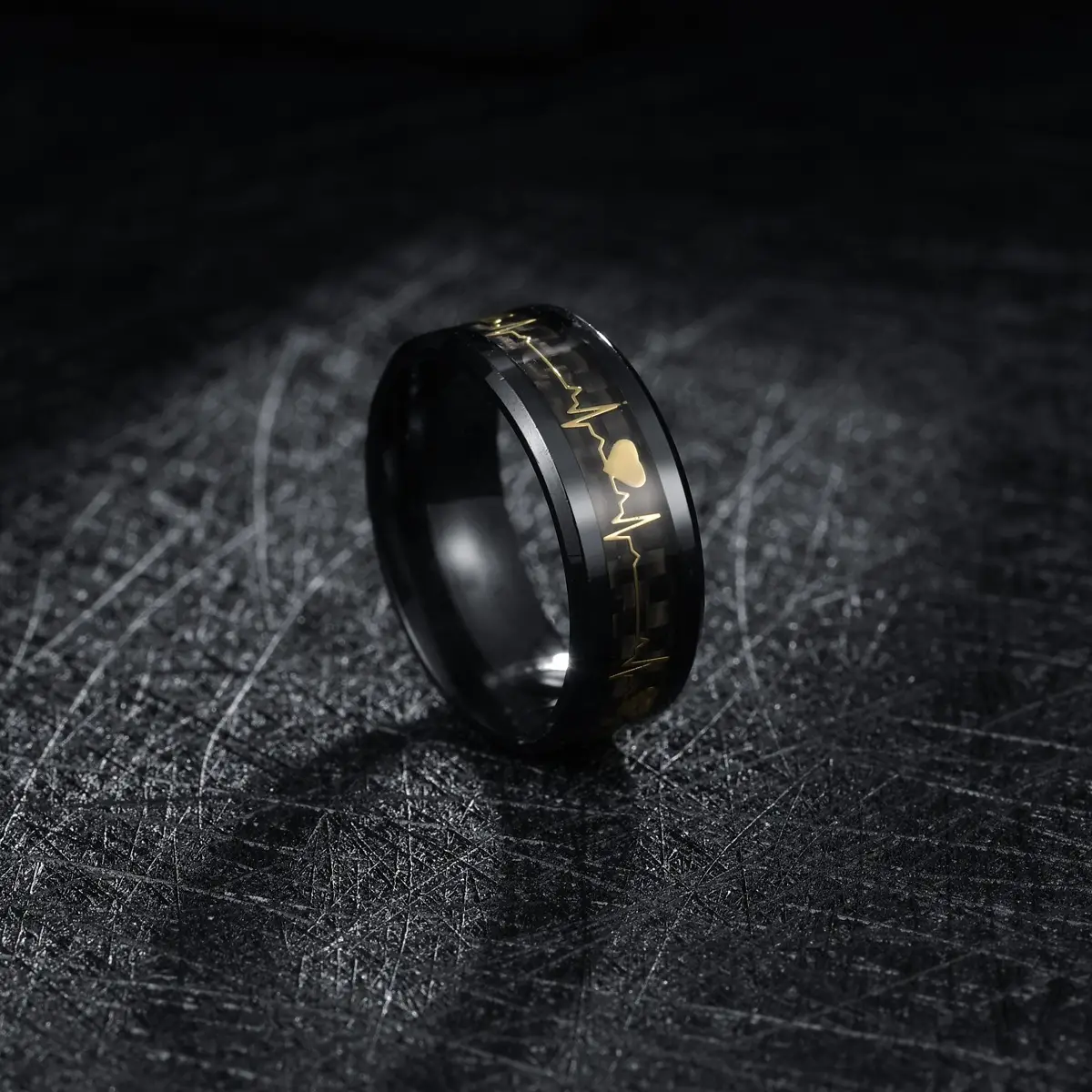 Titanium Steel Heartbeat 8mm Ring Purple — feature 9
