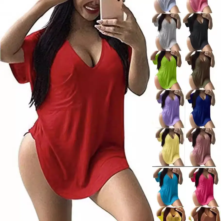 2026 V-Neck Plus Size Yellow T-Shirt