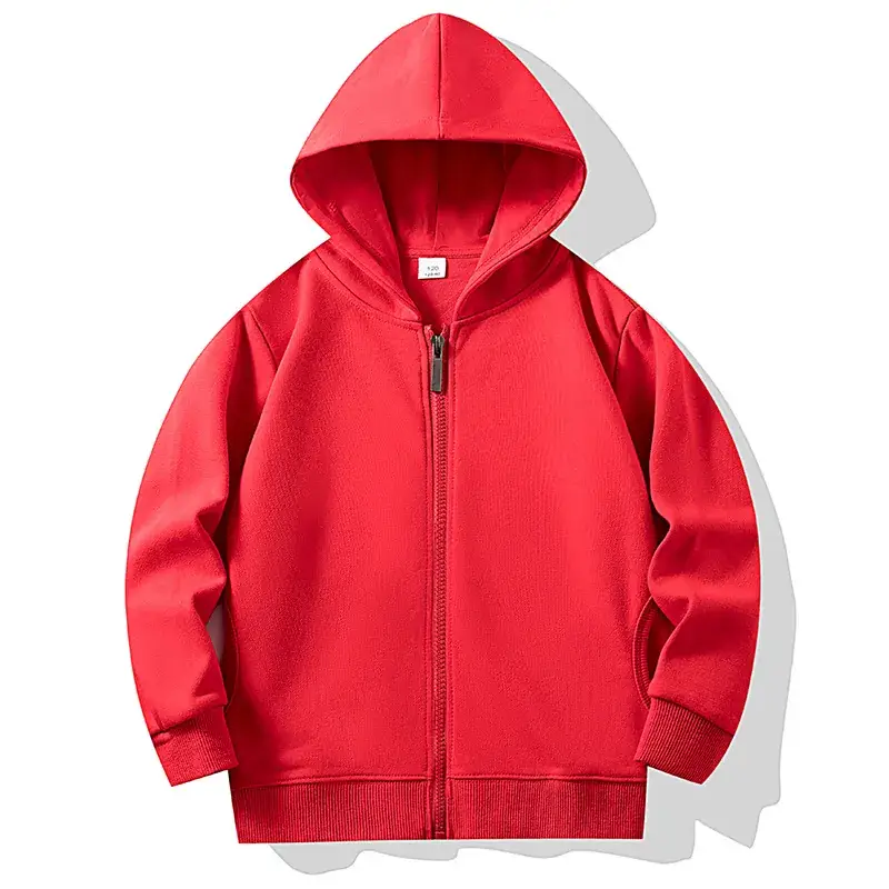 Red Full-Zip Hooded Sweatshirt for Boys Girls - Image 3
