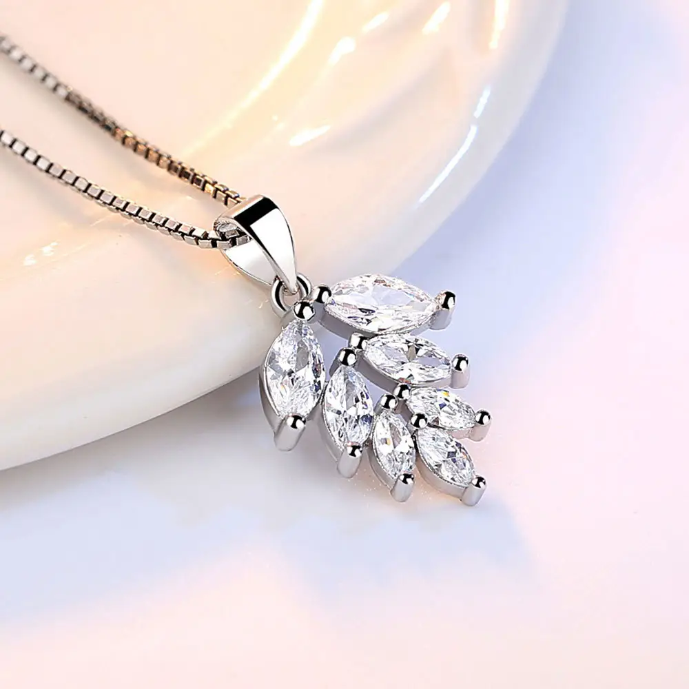 Ice Leaf Silver Pendant Necklace for Women - Image 2
