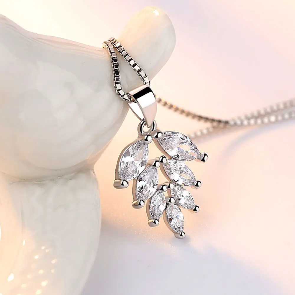 Ice Leaf Silver Pendant Necklace for Women - Image 3