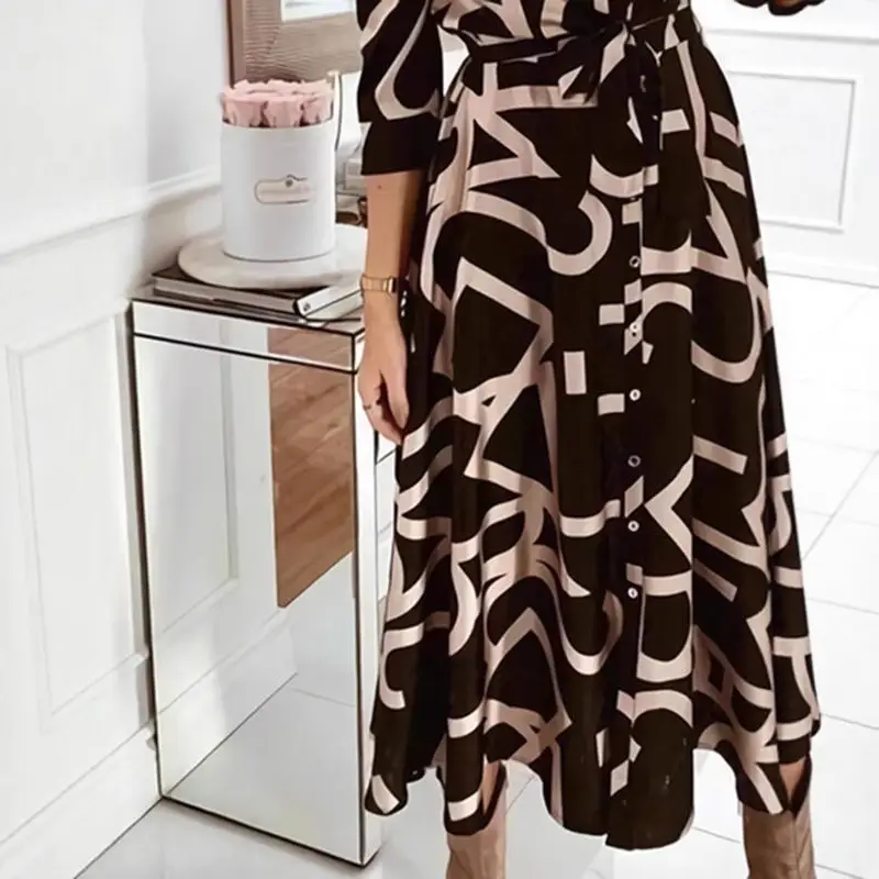 2022 Printed V-Neck Long Sleeve Dress for Women - Image 4