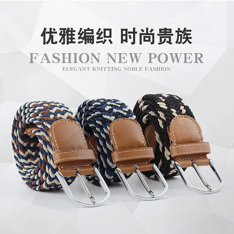 Long Belt for Men Women Canvas Woven Elastic Belt - Image 41