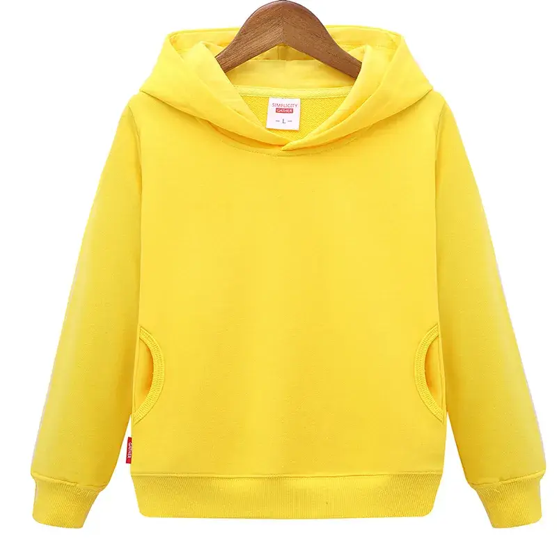 2024 Kids Sweatshirt Set Yellow Solid Color Long Sleeve - Image 2