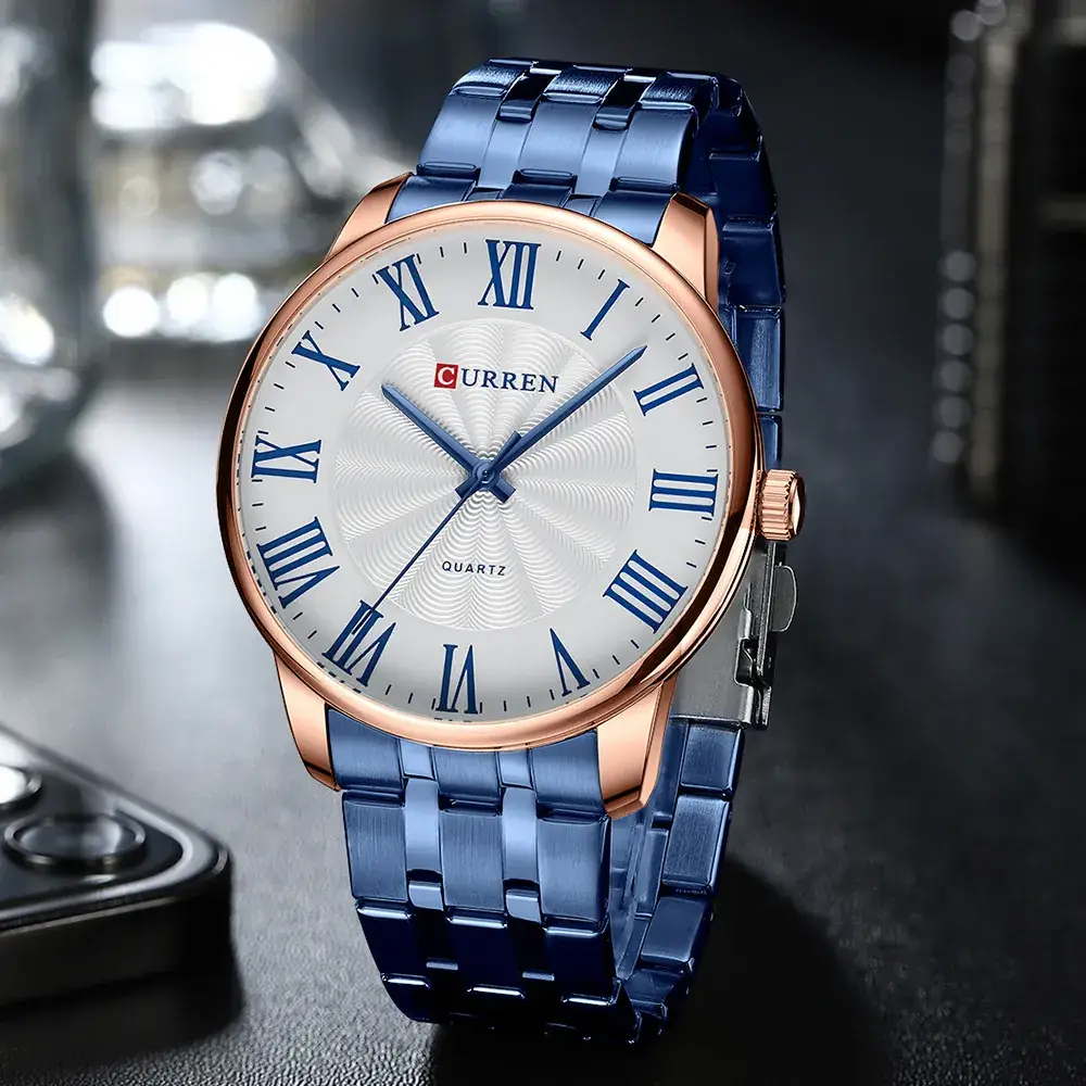 Curren Gold Quartz Men's Watch with Steel Band - Image 8