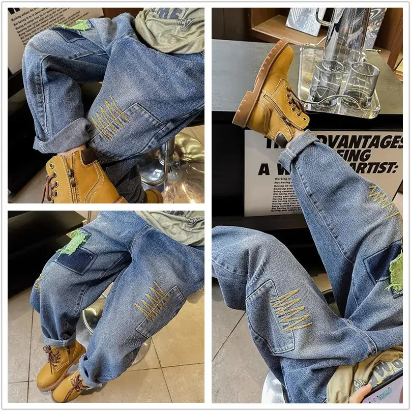 Boys Patched Jeans 2025 Spring Long Pants - Image 8