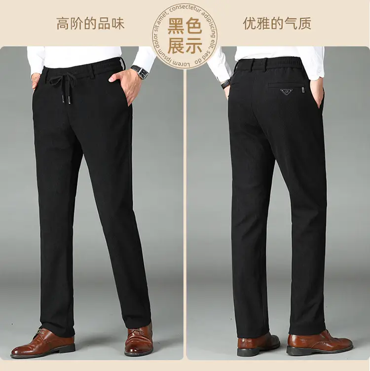 Men's Black Wool Drawstring Shorts Autumn Winter — feature 15