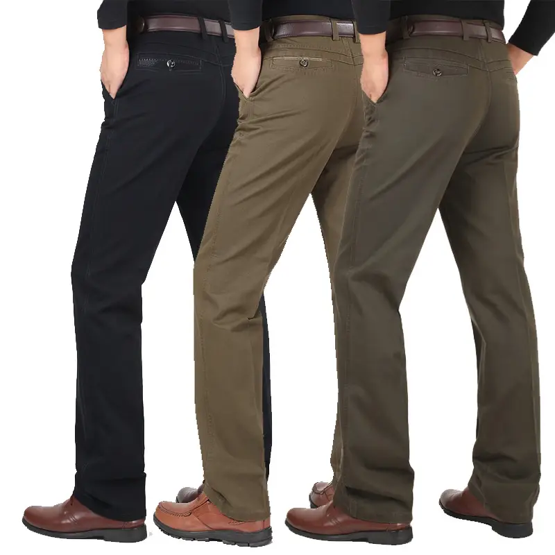 Middle-aged Men's Brown Straight Waist Pants - Image 9