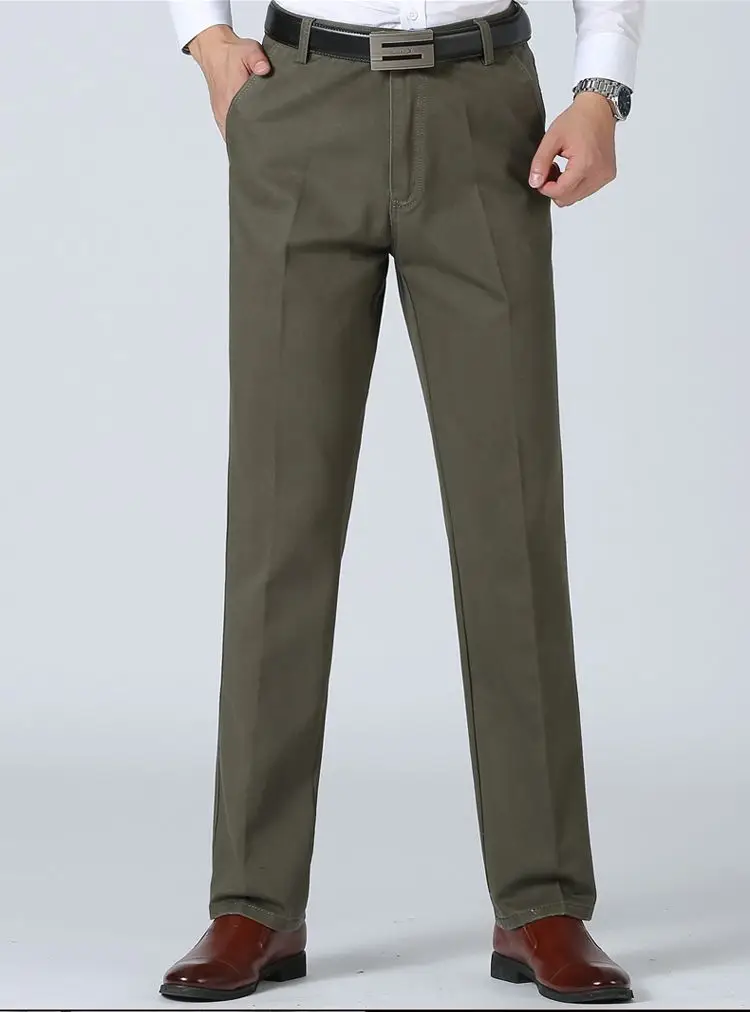 Middle-aged Men's Brown Straight Waist Pants — feature 10