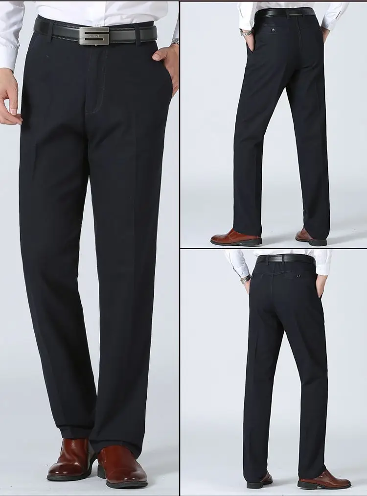 Middle-aged Men's Brown Straight Waist Pants — feature 12