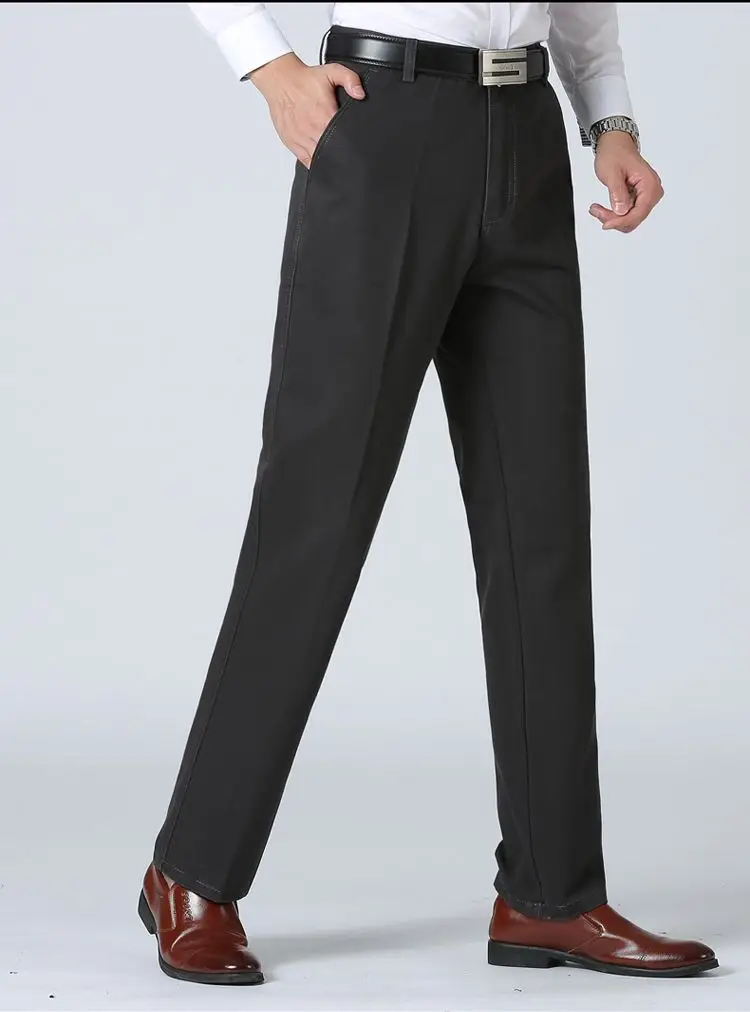 Middle-aged Men's Brown Straight Waist Pants — feature 13