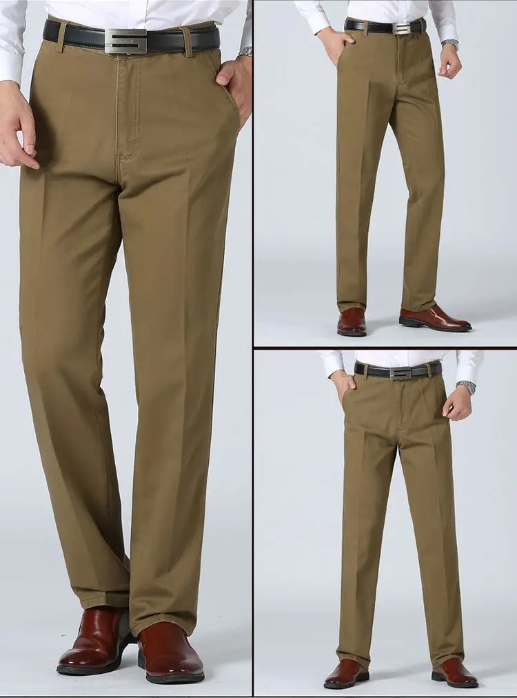 Middle-aged Men's Brown Straight Waist Pants — feature 9