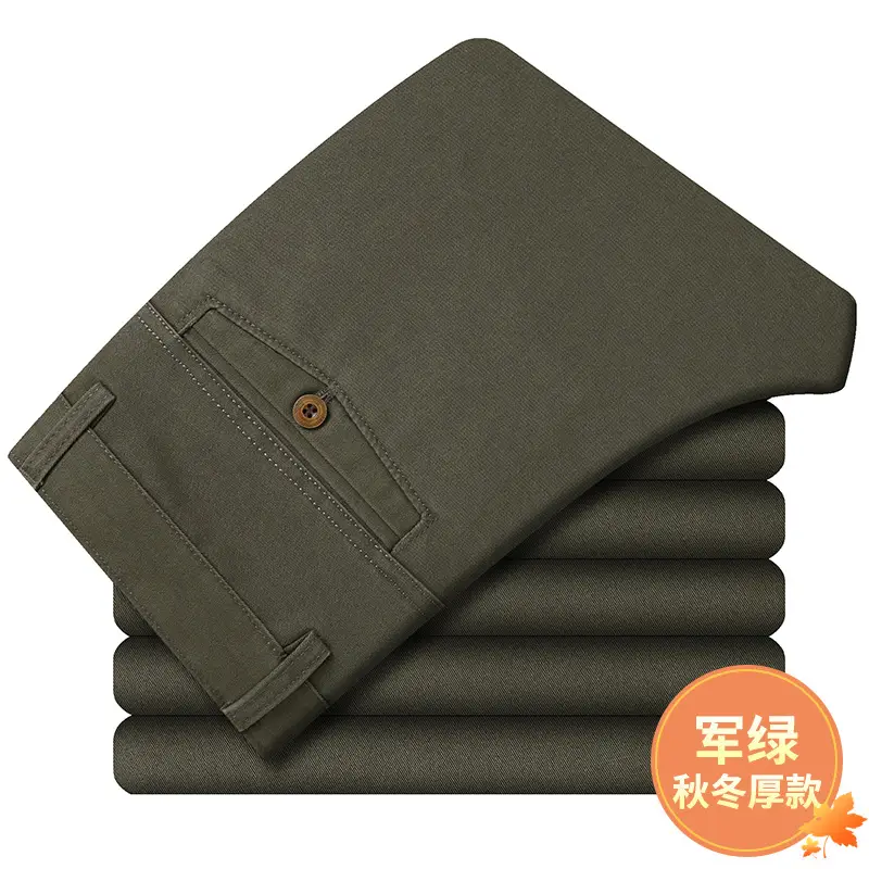 Middle-aged Men's Brown Straight Waist Pants - Image 4