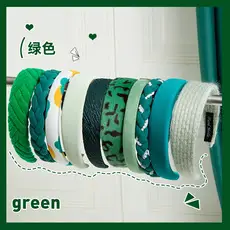 Green Embroidered Korean Style Hair Band with Silk Scarf Design — feature 3
