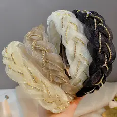Green Embroidered Korean Style Hair Band with Silk Scarf Design — feature 4