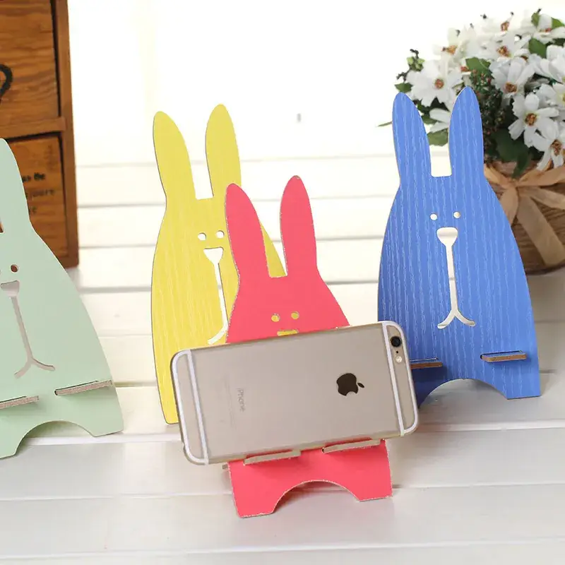 Cute Lazy Rabbit Phone Stand Blue White - Image 4
