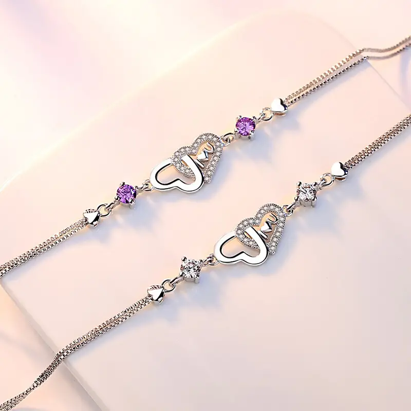Silver Plated Heart Charm Bracelet for Women - Image 6