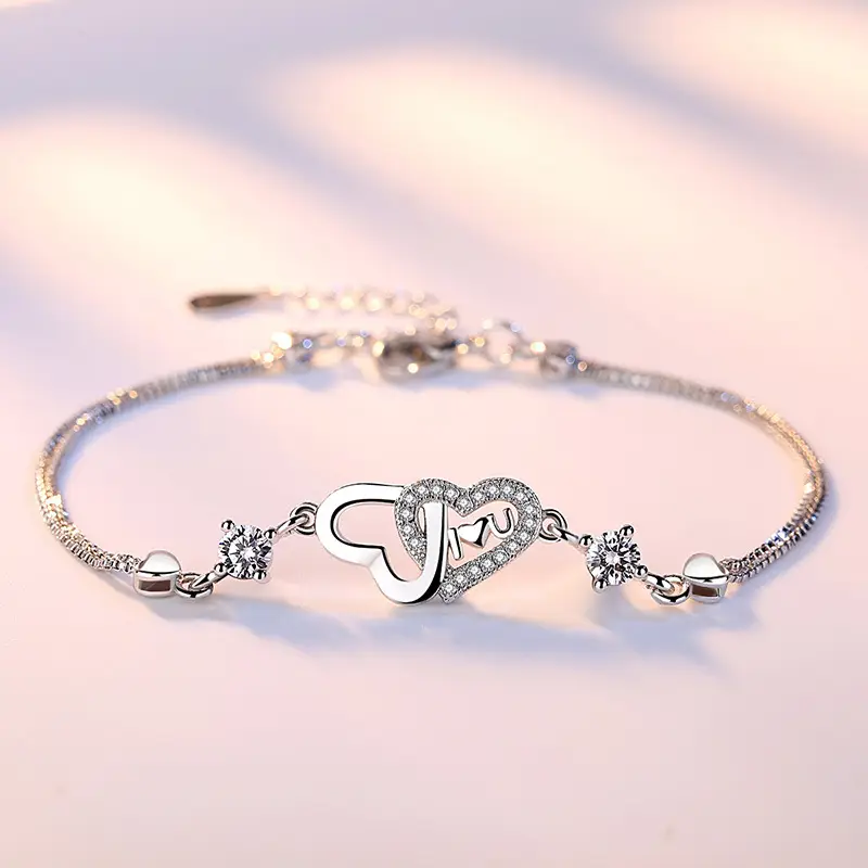 Silver Plated Heart Charm Bracelet for Women - Image 2