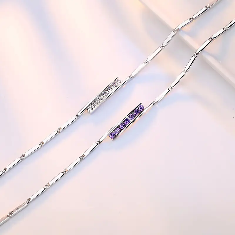 Weihua Silver Bracelet with Purple Gemstones - Image 6