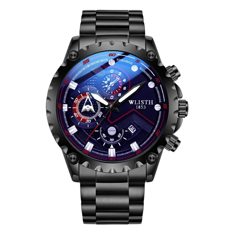 Wally Men's Chronograph Watch Steel Belt Brown Leather