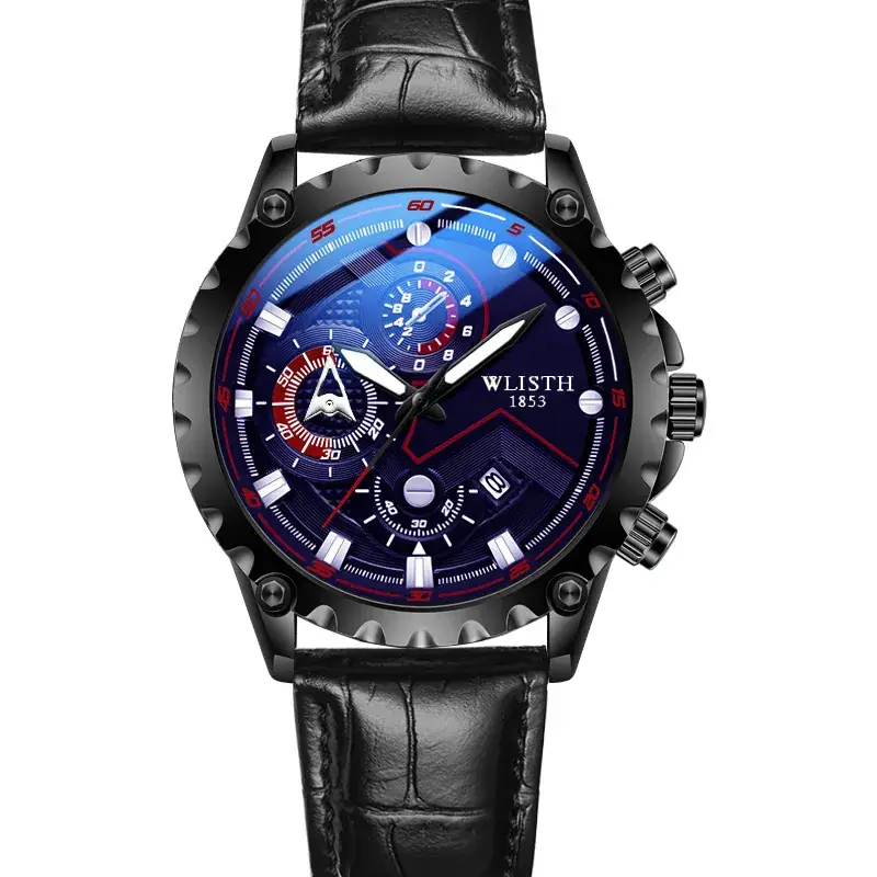 Wally Men's Chronograph Watch Steel Belt Brown Leather