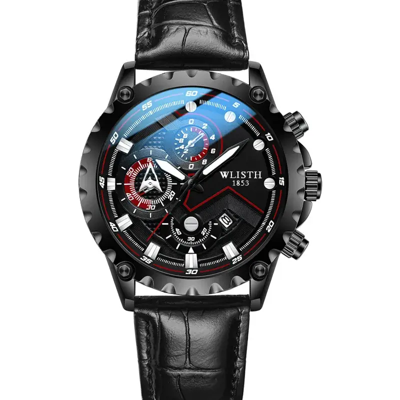 Wally Men's Chronograph Watch Steel Belt Brown Leather