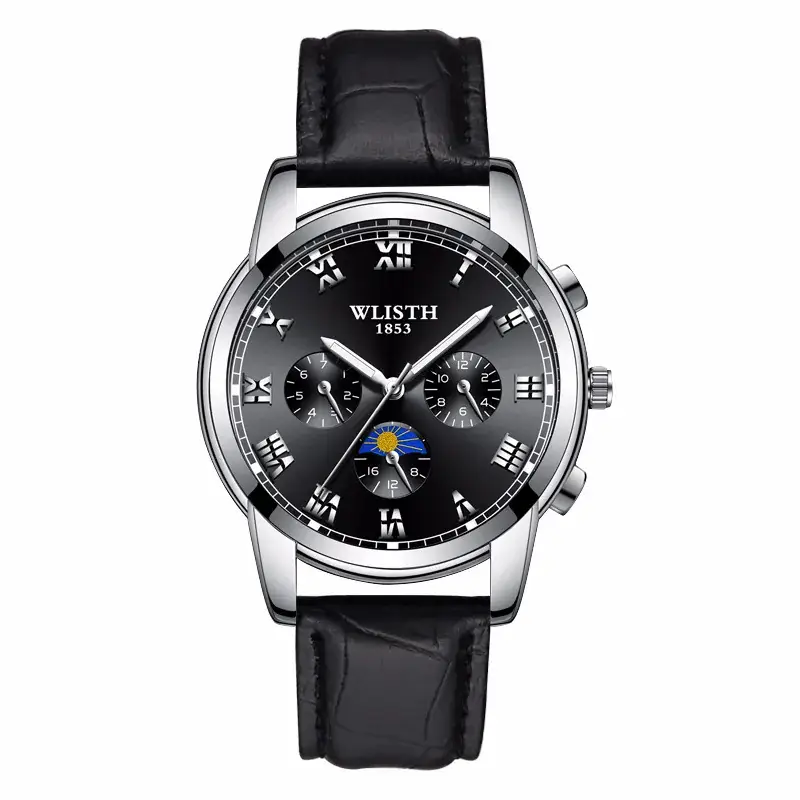 Wally Men's Chronograph Watch Steel Belt Brown Leather