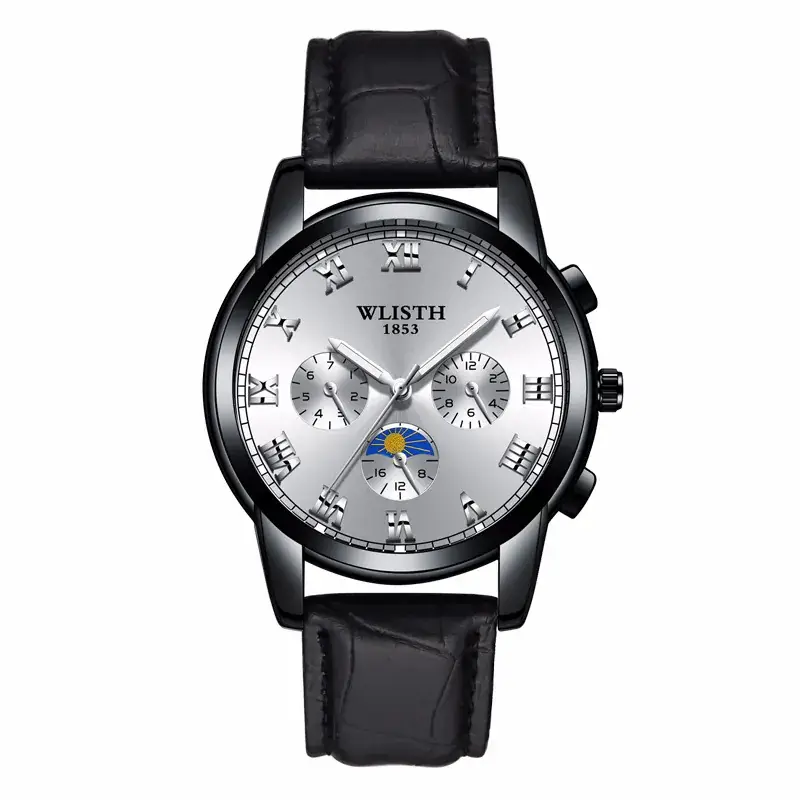 Wally Men's Chronograph Watch Steel Belt Brown Leather