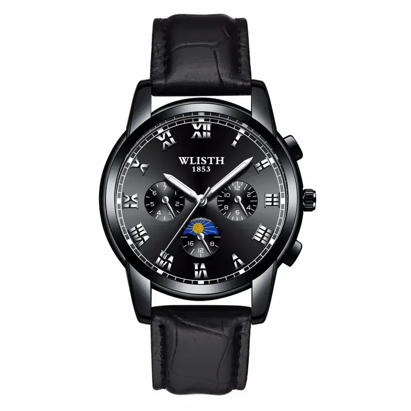 Wally Men's Chronograph Watch Steel Belt Brown Leather