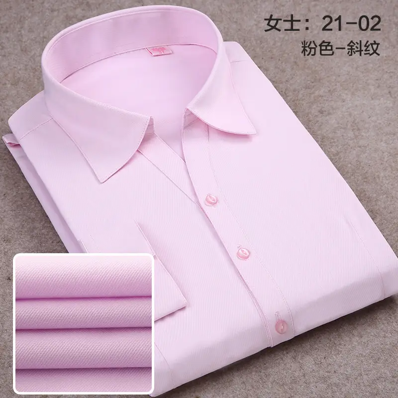 Pink Polo Button Collar Shirt for Women - Image 3